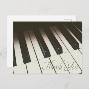 Stylish B&W Piano Keys Photo -  Thank You Postcard