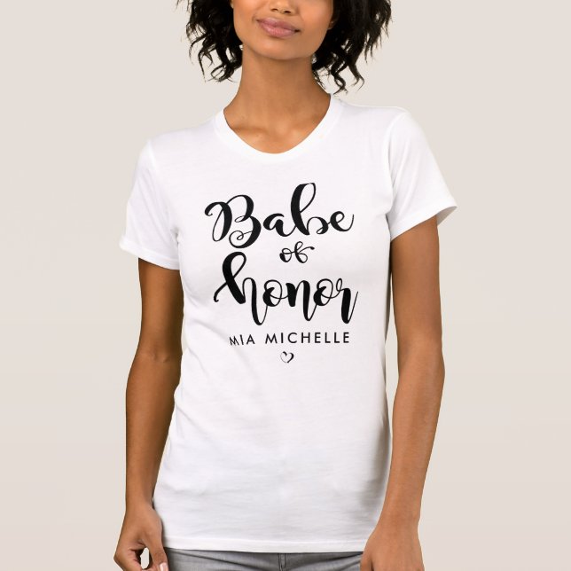 Stylish Babe of Honour Black and White T-Shirt (Front)