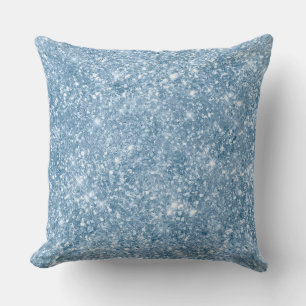 Stylish Baby Blue Shimmer Glitter Glam Pattern Cushion