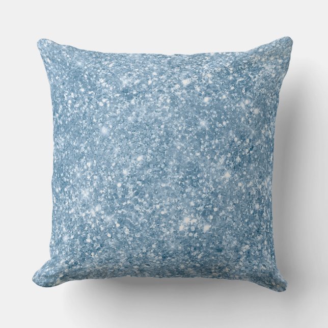 Stylish Baby Blue Shimmer Glitter Glam Pattern Cushion (Front)