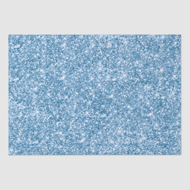 Stylish Baby Blue Shimmer Glitter Glam Pattern Tissue Paper (Front)
