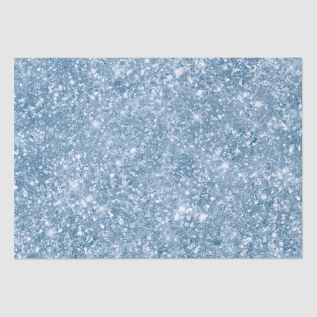 Stylish Baby Blue Shimmer Glitter Glam Pattern Tissue Paper (Front)