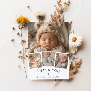 Stylish Baby Photo Collage Modern Thank You Postcard