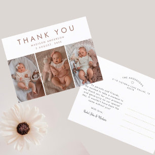 Stylish Baby Shower 3 Photos Thank You Postcard