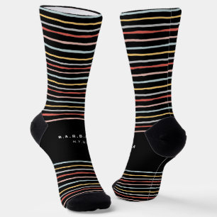 Stylish Back to School Colourful Stripes Monogram Socks