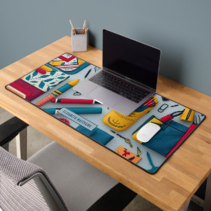 Stylish back to school supplies Pattern Name White Desk Mat