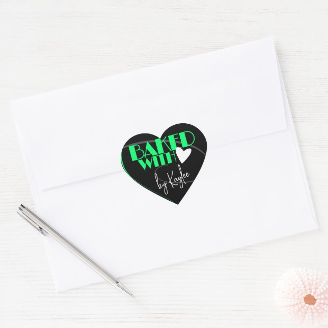 Stylish Baked with Love Baking Signature Name  Heart Sticker (Envelope)