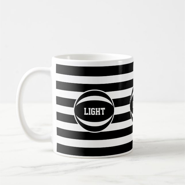 Stylish Ball on Black & White Striped Coffee Mug (Left)