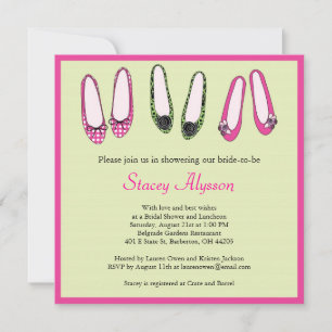 Stylish Ballet Flat Shoes Bridal Shower Invitation