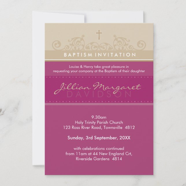 STYLISH BAPTISM INVITES :: elegant 4P (Front)