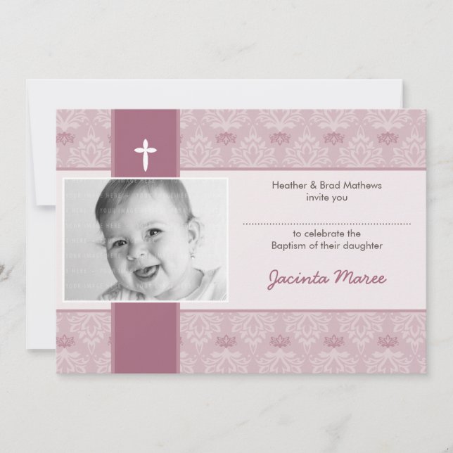 STYLISH BAPTISM INVITES :: pretty 8aL (Front)