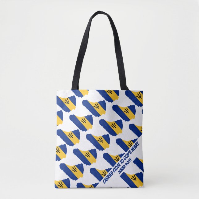 Stylish BARBADOS FLAG Christian Scripture Isaiah Tote Bag (Front)