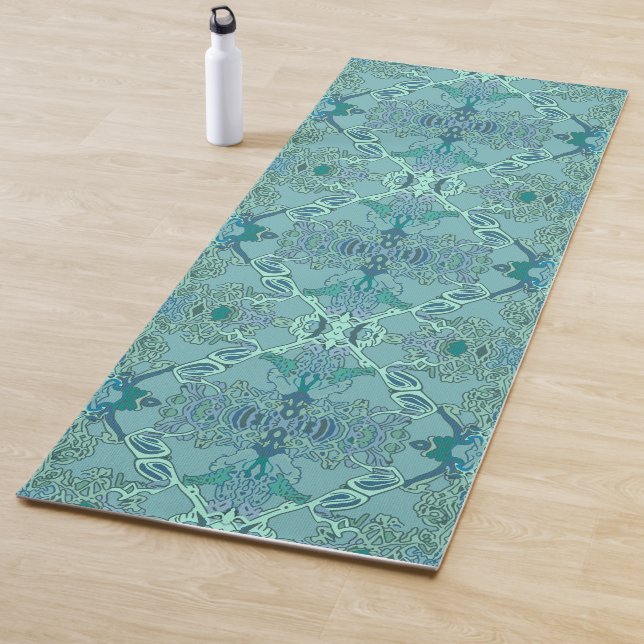 Stylish Baroque Pattern in Blue and Green Yoga Mat (In Situ)