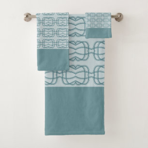Stylish Bath Design With Blue Grey Towel Set