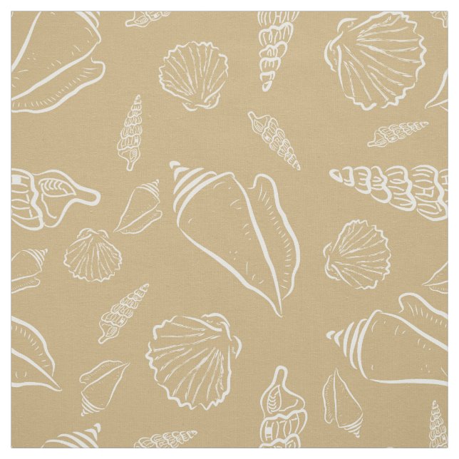 Stylish Beach Sand Sea Shells Pattern Fabric (Swatch)