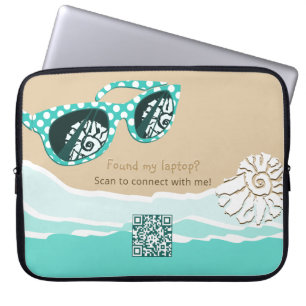 Stylish Beach Theme Smart Dynamic QR Code Laptop Sleeve