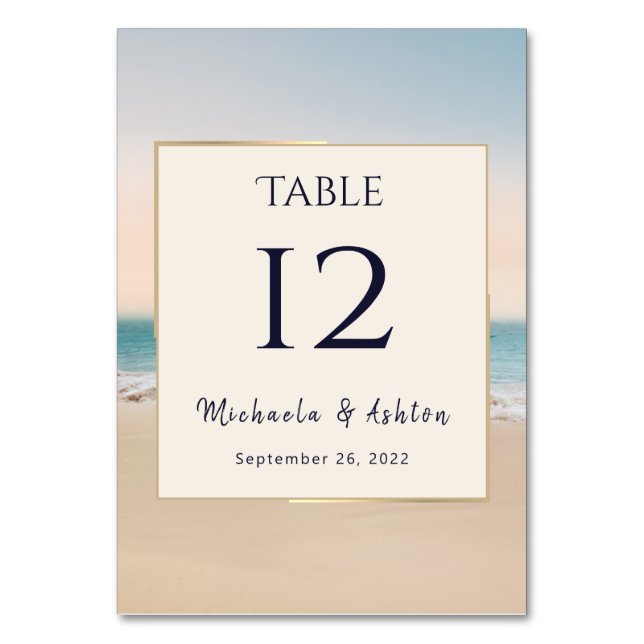 Stylish  Beach  Wedding  Table Number (Front)