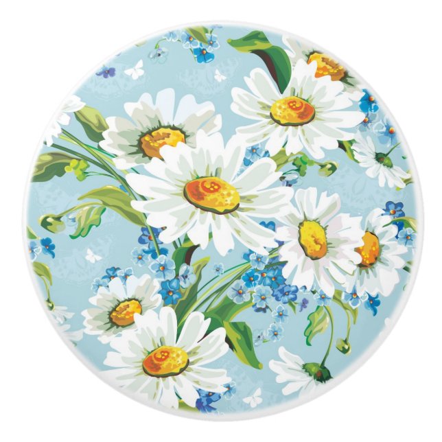 Stylish beautiful bright floral pattern 2 ceramic knob (Front)