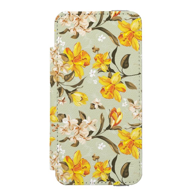 Stylish beautiful bright floral pattern incipio iPhone wallet case (Folio Front)