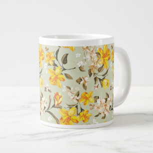 Stylish beautiful bright floral pattern large coffee mug