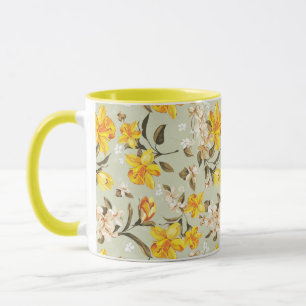 Stylish beautiful bright floral pattern mug