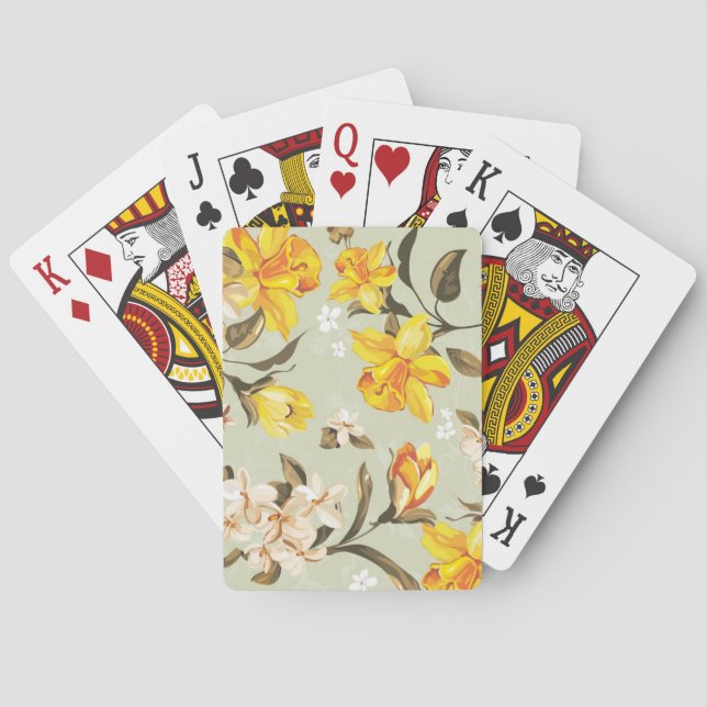 Stylish beautiful bright floral pattern playing cards (Back)