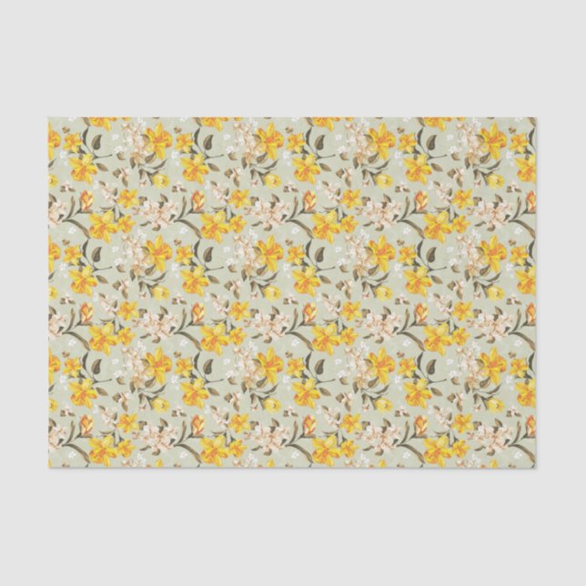 Stylish beautiful bright floral pattern tissue paper (Front)