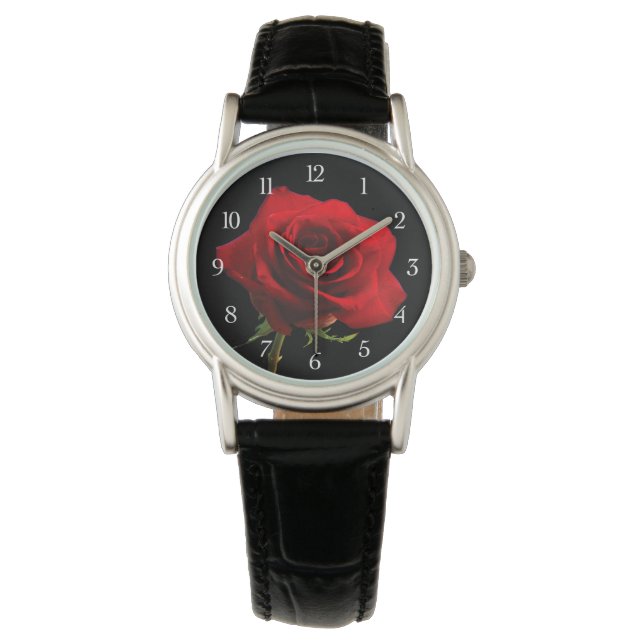 Stylish Beautiful Red Rose Watch (Front)
