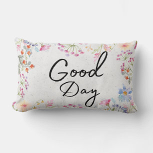 Stylish beautiful Sweet floral with cute text Lumbar Cushion