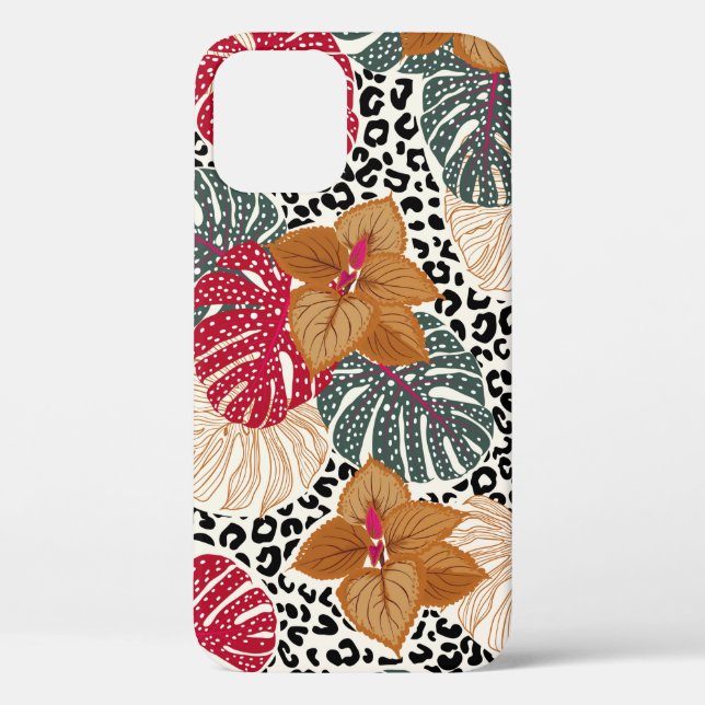 Stylish beautiful tropical forest print on leopard Case-Mate iPhone case (Back)