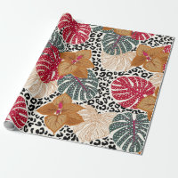 Stylish beautiful tropical forest print on leopard