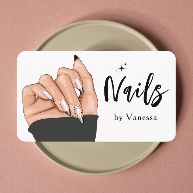 Stylish Beauty Salon Nail Technician Business Card (Creator Uploaded)