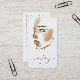 Stylish Beauty Watercolor Illustration Script Business Card