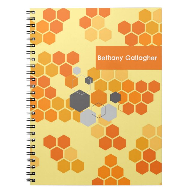 Stylish Bee Geometric Hexagons Personalised  Notebook (Front)