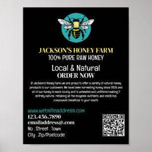 Stylish Bee Logo - Beeyard, Honey Farm Advertising Poster