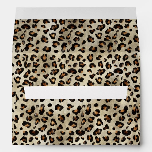 Stylish Beige And Black Leopard Print Pattern Envelope (Back (Bottom))