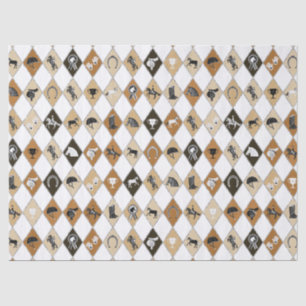 Stylish Beige Brown Equestrian Diamond Pattern Tissue Paper