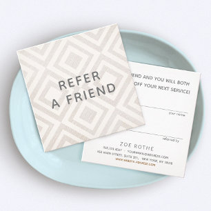 Stylish Beige Geometric Pattern Customer Referral Card