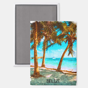Stylish Belise Tropical Beach Watercolor Magnet