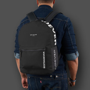 Stylish Best Dad Ever Black White Bold Modern Printed Backpack