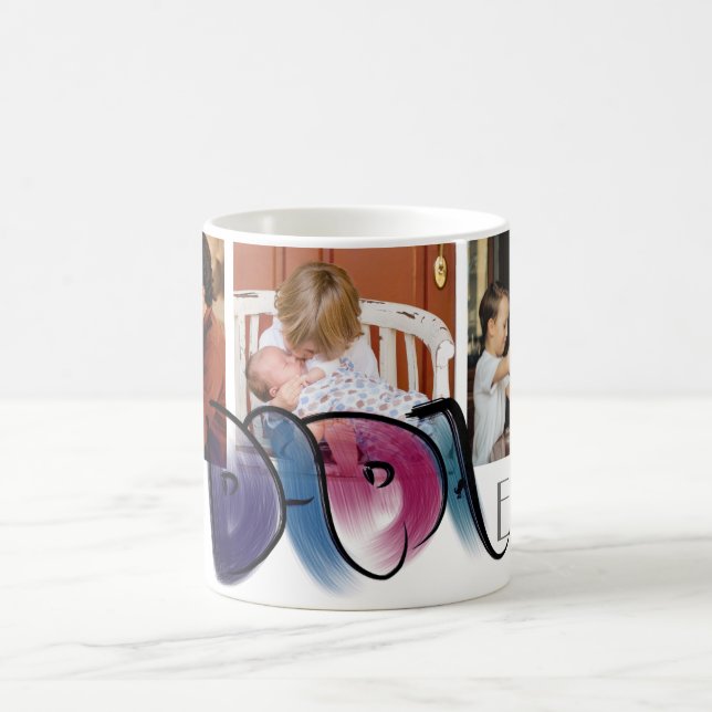 Stylish Best Dada Ever Handwritten 3 Photos Coffee Mug (Center)