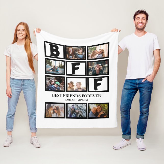 Stylish BFF Best Friends Forever 9 Photo Collage  Fleece Blanket (In Situ)