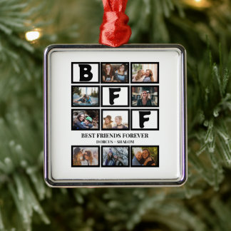 Stylish BFF Best Friends Forever 9 Photo Collage  Metal Ornament