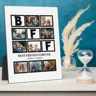 Stylish BFF Best Friends Forever 9 Photo Collage Plaque