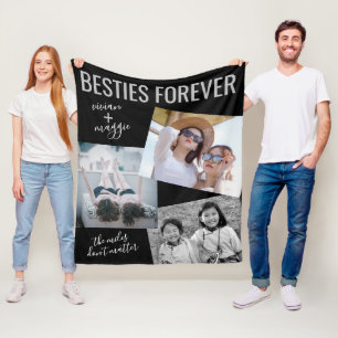 Stylish BFF Besties Photo Personalised Name Friend Fleece Blanket