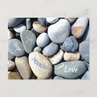Stylish Biblical Values Colourful Pebble Stones Postcard