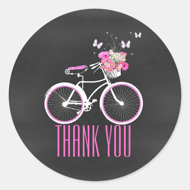Stylish Bicycle Bridal Shower Sticker (Front)