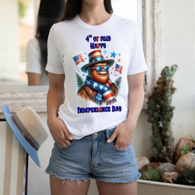Stylish Bigfoot Rocking American Independence Day T-Shirt (Creator Uploaded)
