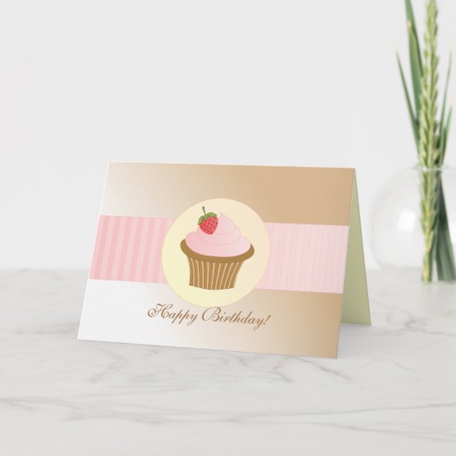 Stylish Birthday Cupcake Card (Front)
