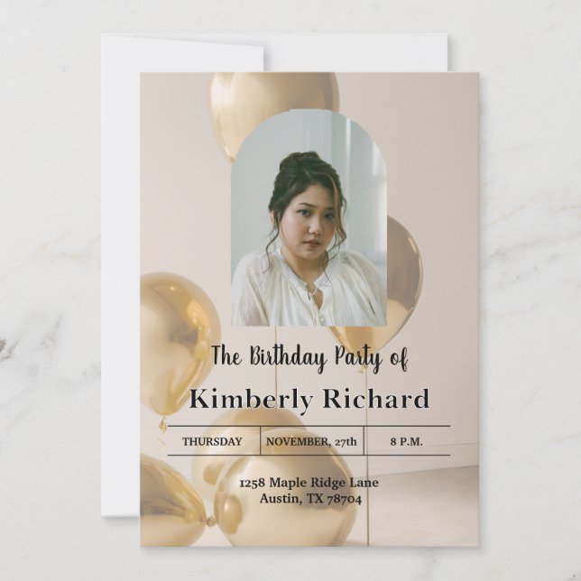 Stylish Birthday Invitation | Simple Custom Card (Front)